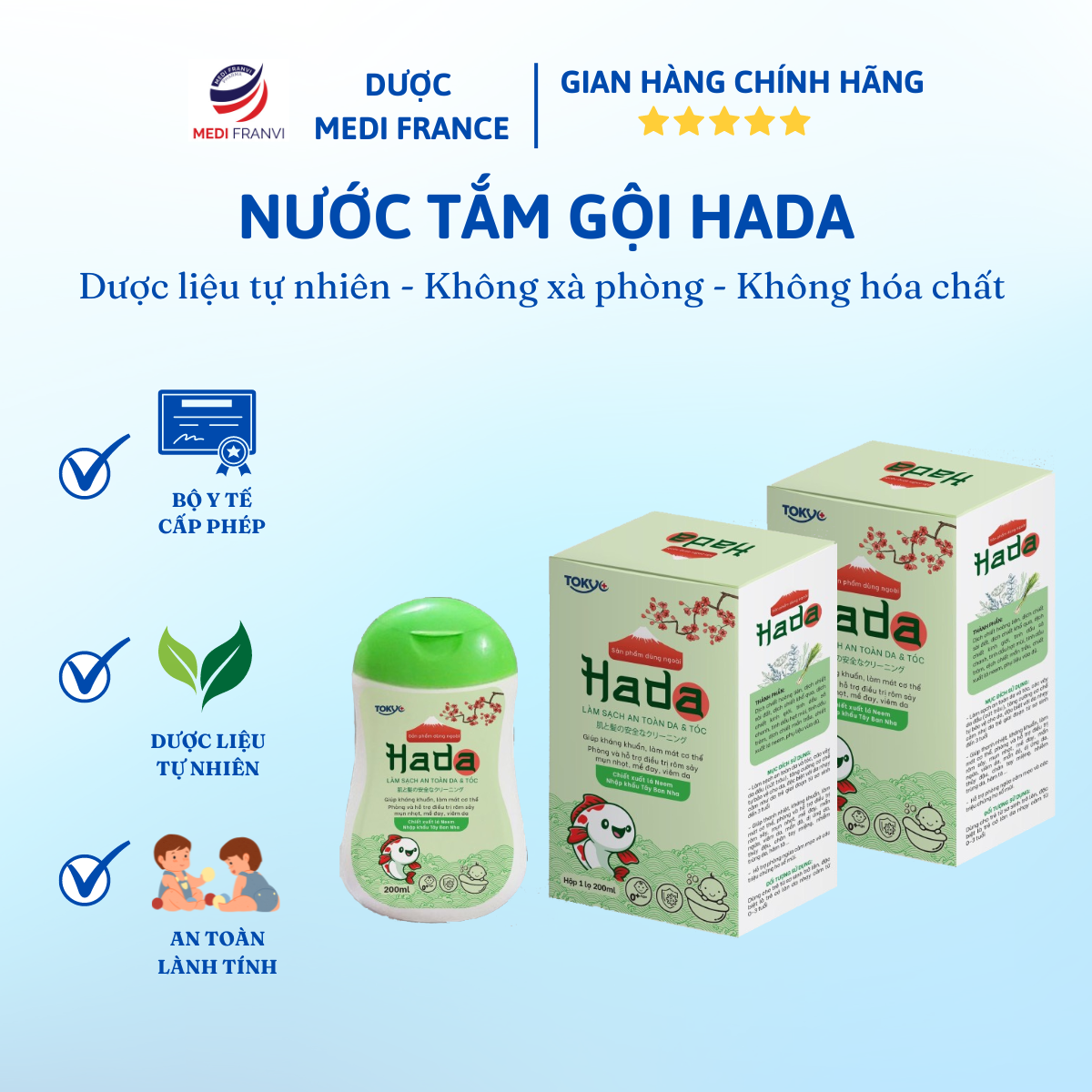 Combo 2 Chai Nước tắm gội thảo dược Hada 