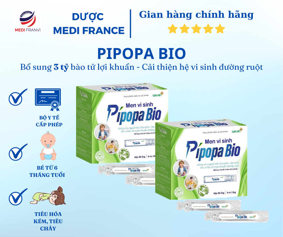 Combo 2 Hộp Men vi sinh PIPOPA BIO - Giúp cân bằng hệ vi sinh đường ruột