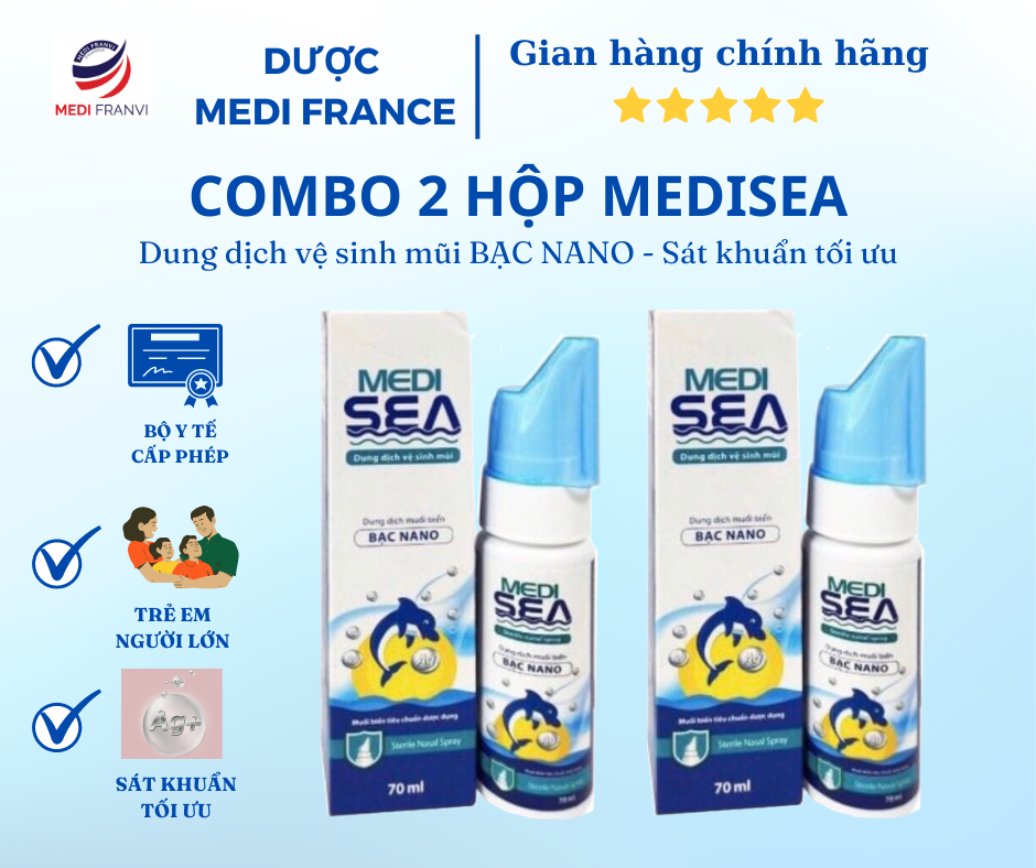 Combo 2 Hộp MediSea - Dung dịch vệ sinh mũi Bạc Nano