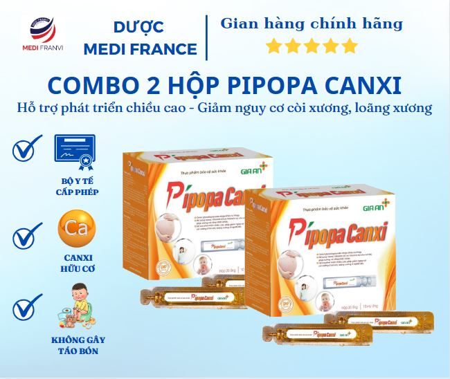 Combo 2 Hộp PIPOPA CANXI - Hấp thụ Canxi tốt hơn, thơm ngon hơn