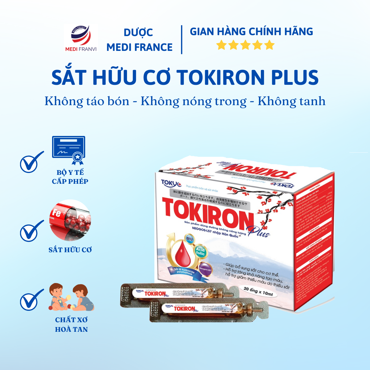 Tokiron Plus Giúp Bổ Sung Sắt Hữu Cơ