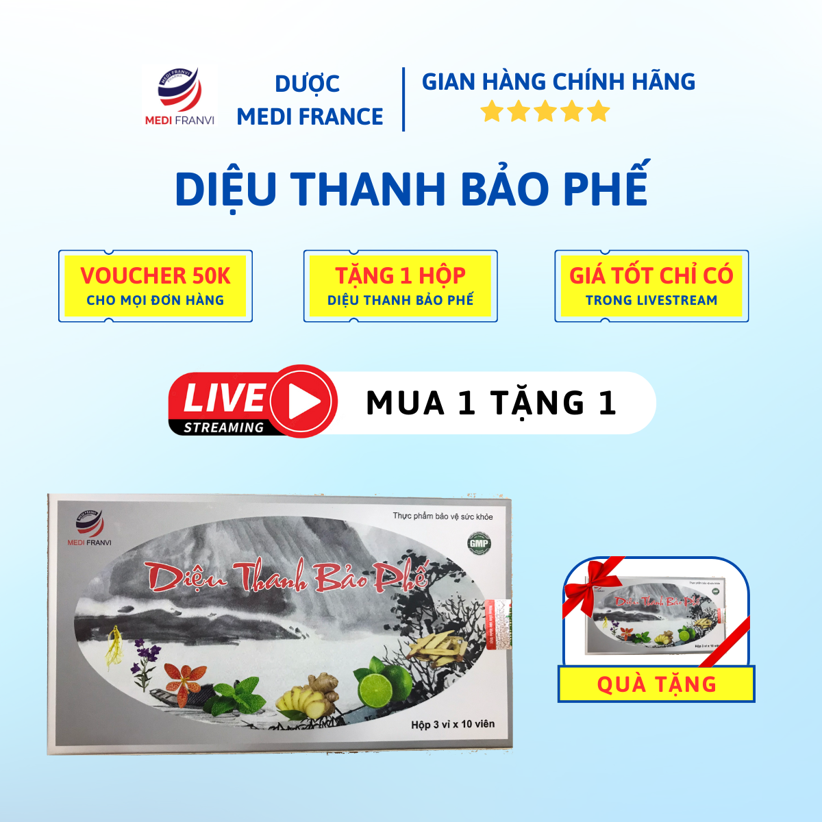 [MUA 1 TẶNG 1] Mua Diệu Thanh Bảo Phể 30 Viên Tặng 1 Hộp Diệu Thanh Bảo Phể 30 Viên